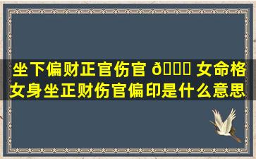 坐下偏财正官伤官 🐒 女命格「女身坐正财伤官偏印是什么意思 🦅 」